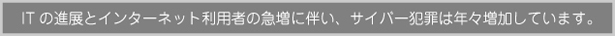 ITの進展とインターネット利用者の急増に伴い、サイバー犯罪は年々増加しています。